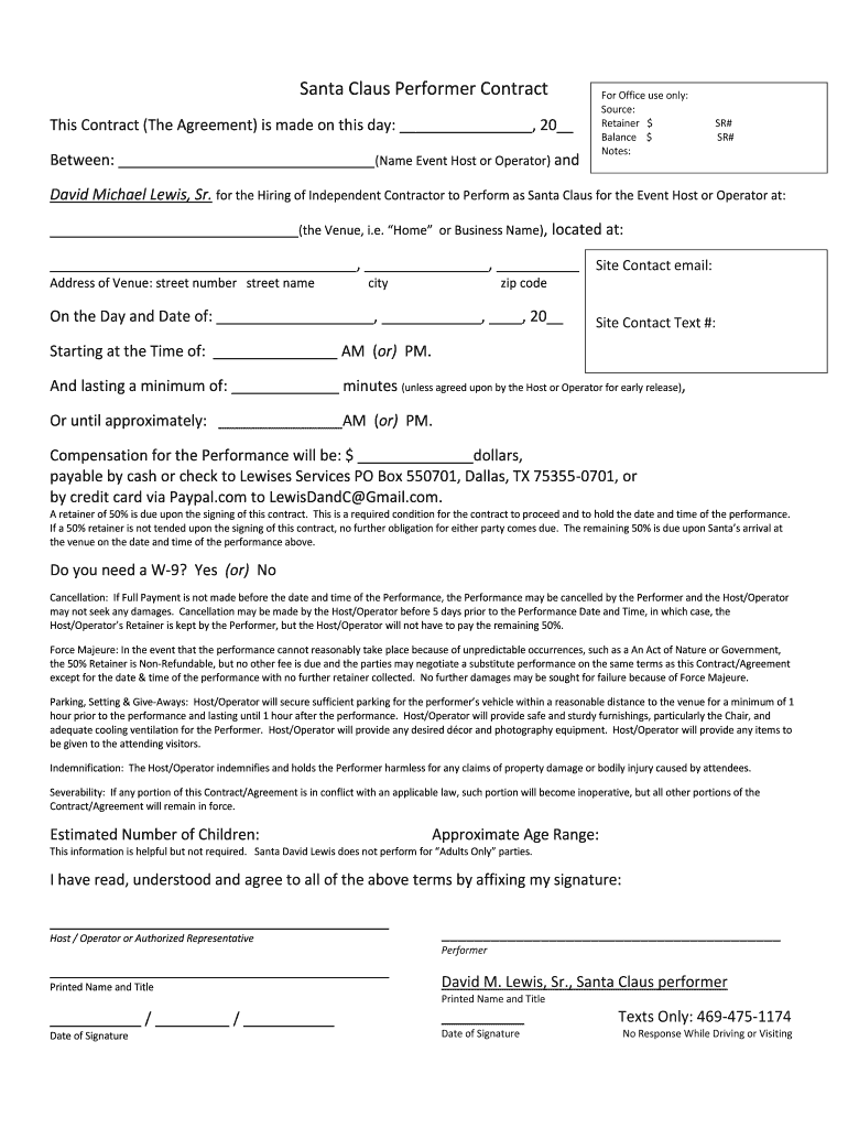 Santa Contract  Form