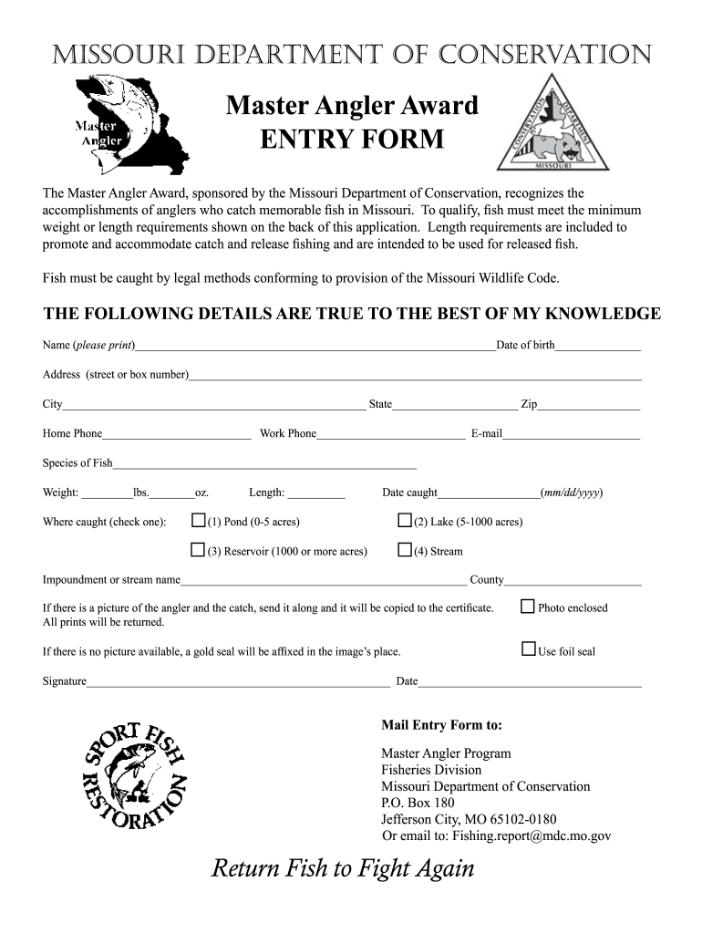 Master Angler Award  Form