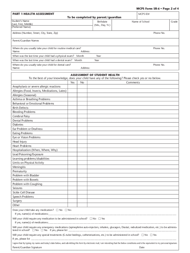Fillable Online MCPS Form SR 6 Fax Email Print pdfFiller