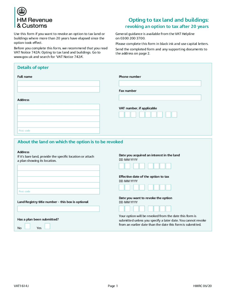  Opting to Tax Land and Buildings 2020-2024