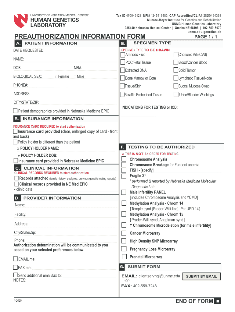  Tax ID 470049123 NPI# 1245413483 CAP AccreditedCLIA# 28D0454363 2020-2024