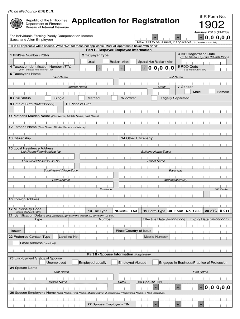 Get and Sign Form PH BIR 1902 Fill Online, Printable, Fillable, Blank 2018-2022