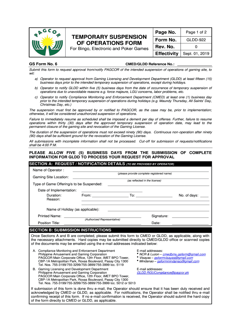 TEMPORARY SUSPENSION  Form