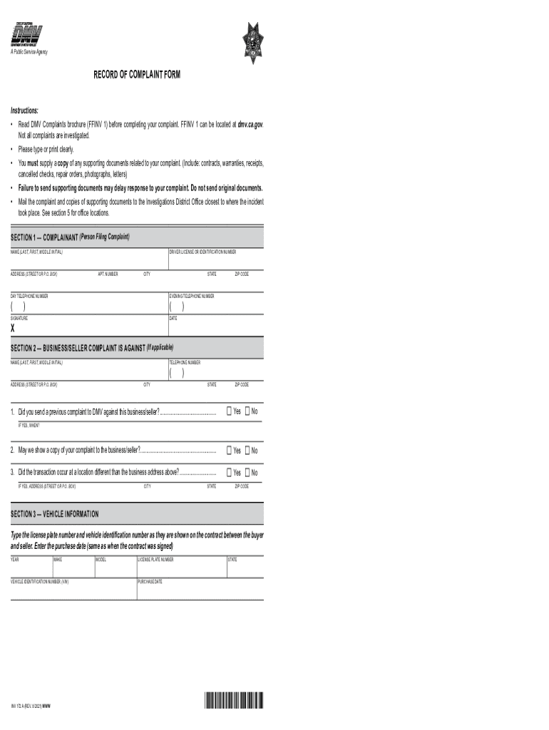  California Inv Dmv Form 2021