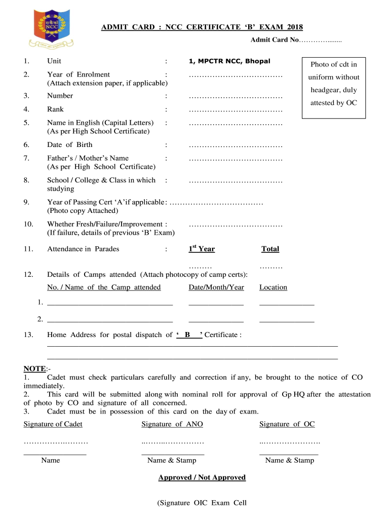 Ncc C Certificate Exam Form PDF