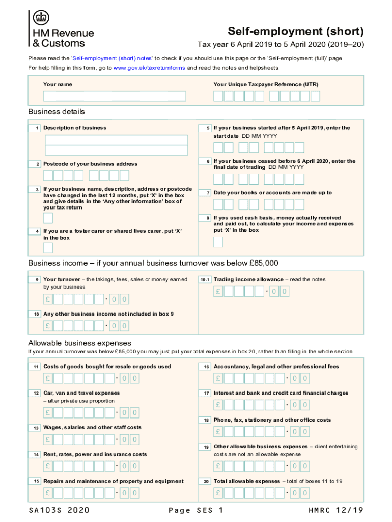  Self Employment Short If You're Self Employed, Have Relatively Simple Tax Affairs and Your Annual Business Turnover Was below 73 2019