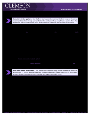  GSL Recommendation for Graduate School Admission 2020