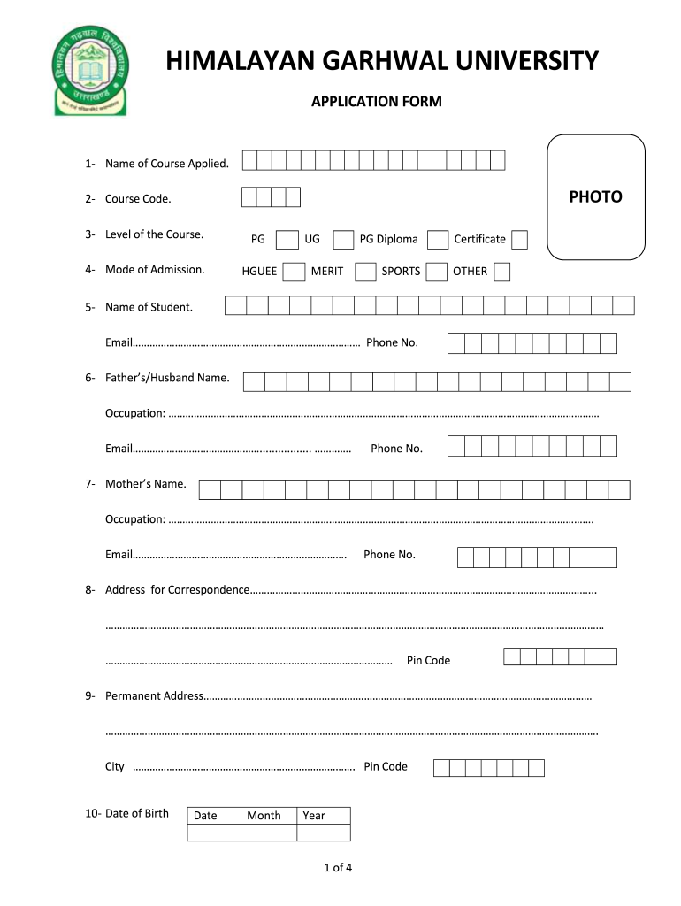 Himalayan Garhwal University Student ID Card Download  Form