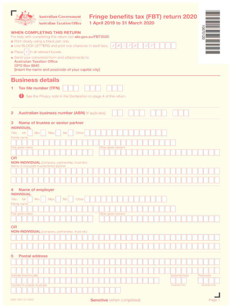  Fringe Benefits Tax FBT Return Business Details ATO 2020-2024