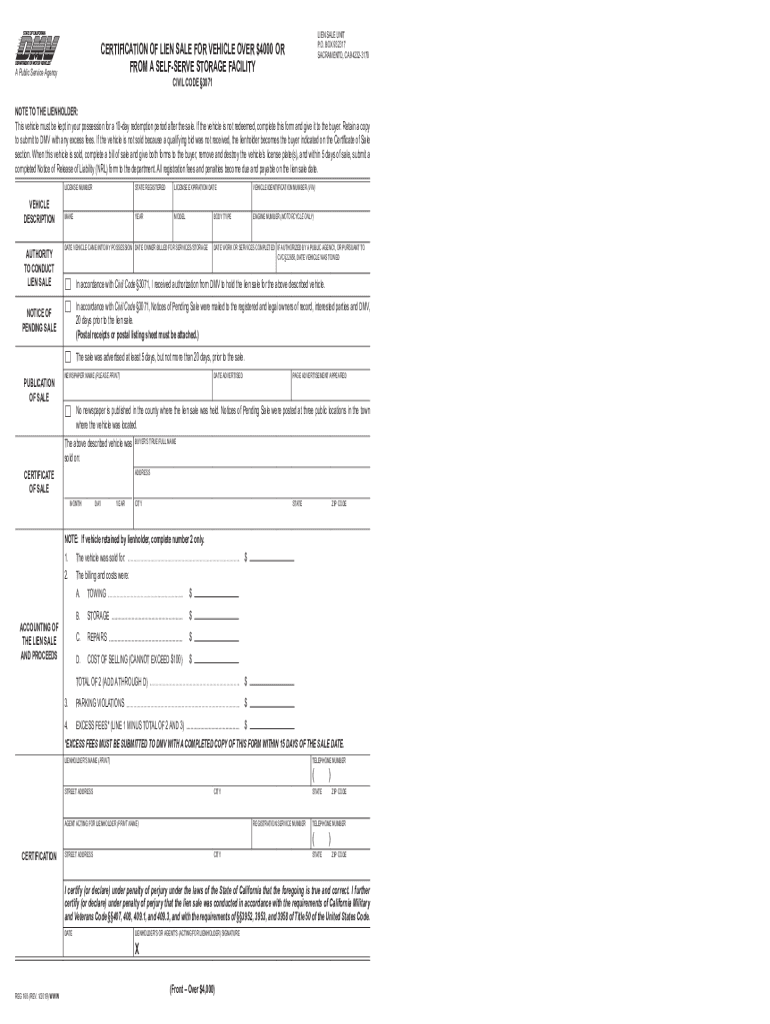 CA DMV Reg 168  Form