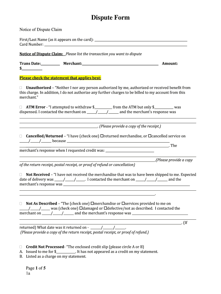 Dispute Form Insight Cards