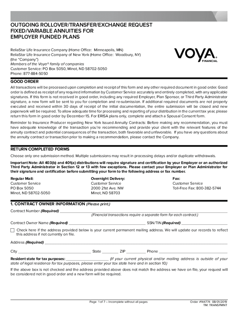  403b Voya Financial 2019