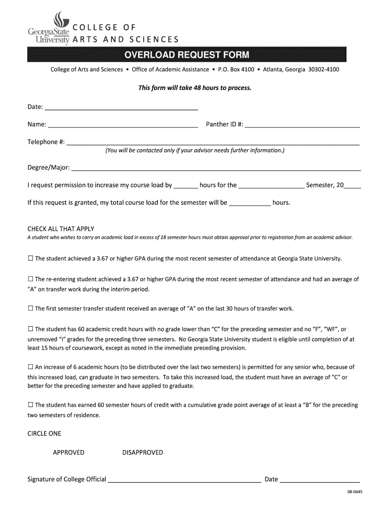 College of Arts and Sciences Office of Academic Assistance P  Form
