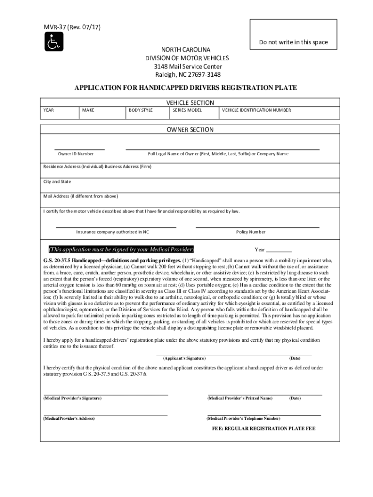 Get and Sign NC MVR 37 2017-2022 Form