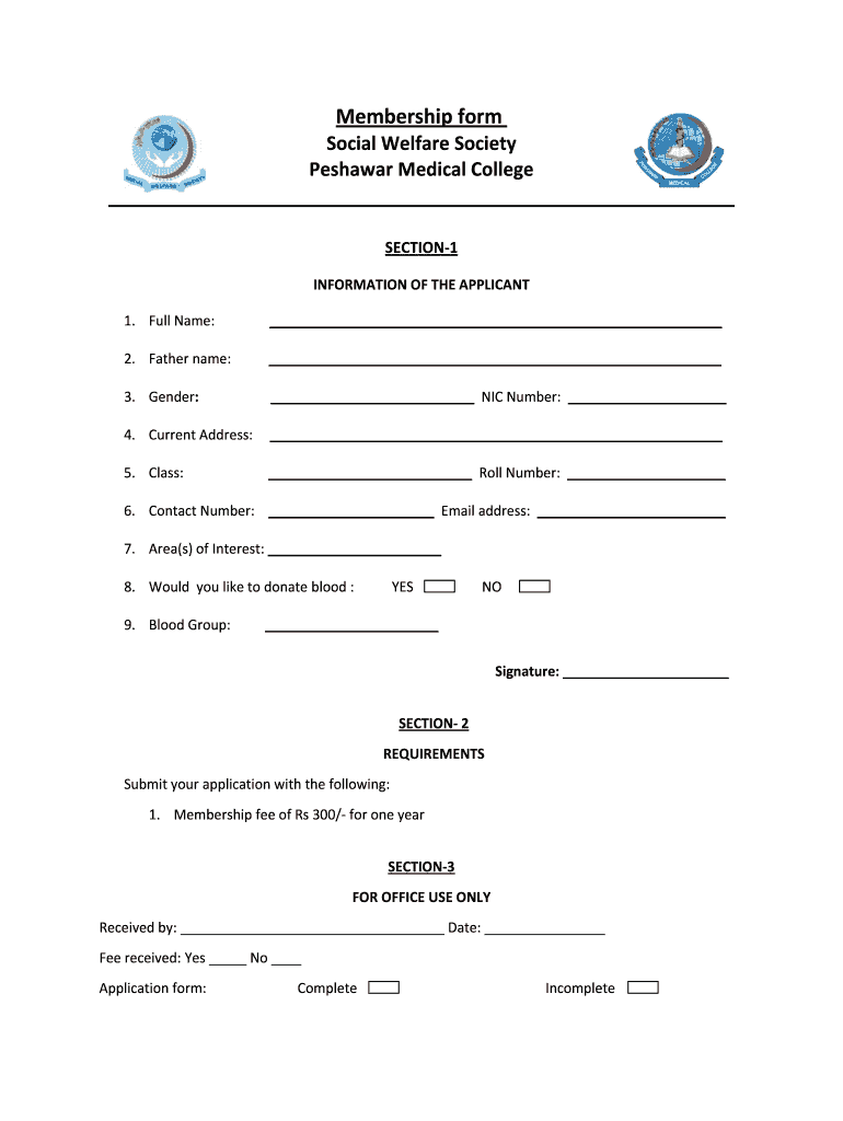 Welfare Membership Form