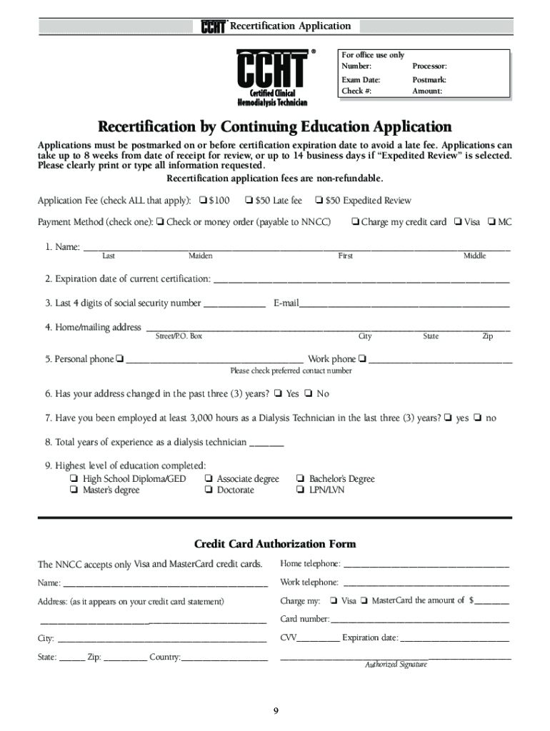 Ccht Recertification 20192024 Form Fill Out and Sign Printable PDF