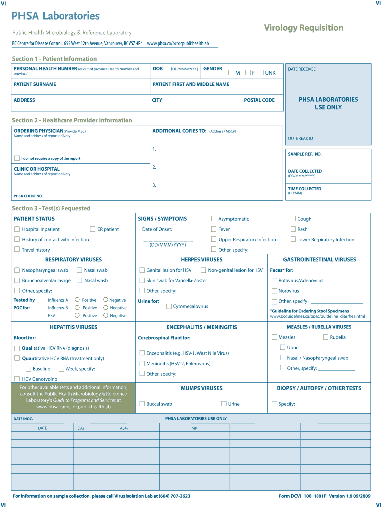  Laboratory Services Web Editor Hub PHSA 2009