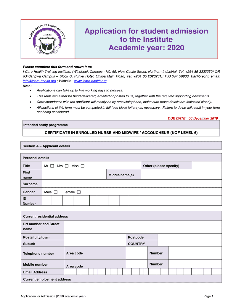 I Care Application Form