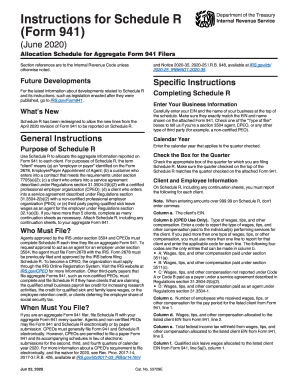 Instructions for Schedule R Form 941 Rev June Instructions for Schedule R Form  941, Allocation Schedule for Aggregate Form 941 Filers - Fill Out and Sign  Printable PDF Template | signNow