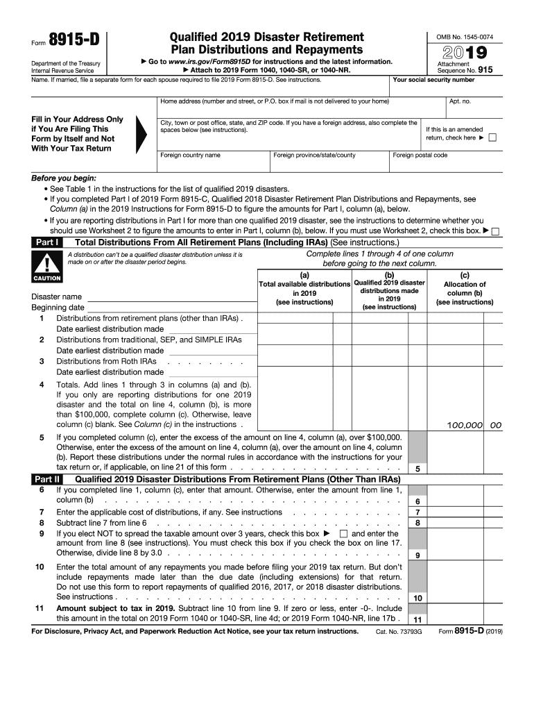  Form 8915 D 2019