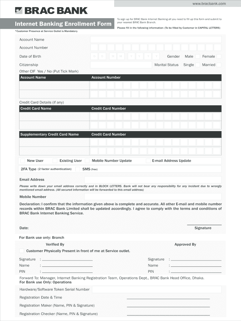 Internet Banking Enrolment Form Brac Bank