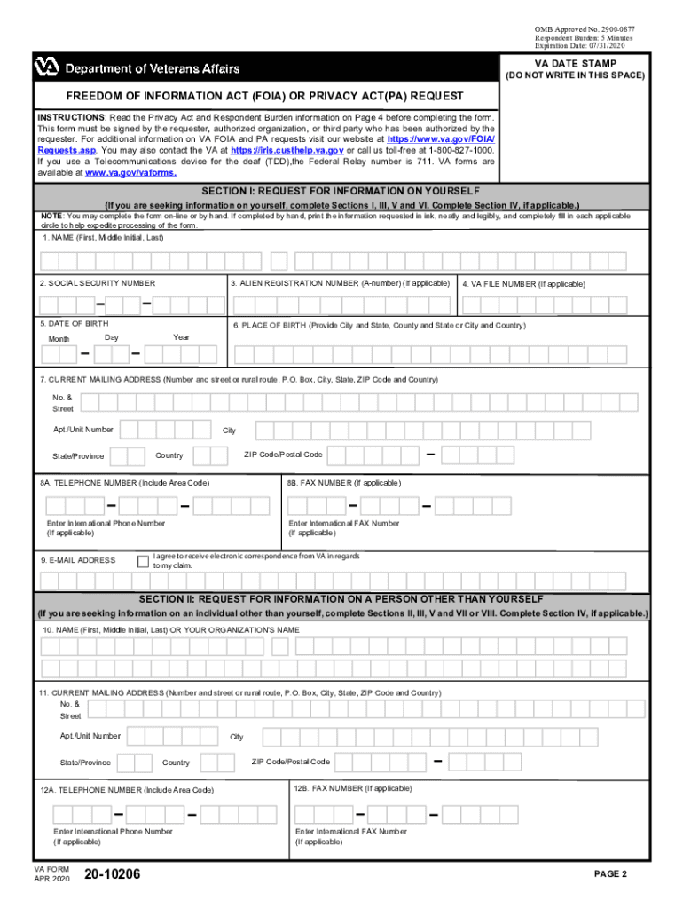 Va Form 20 10206