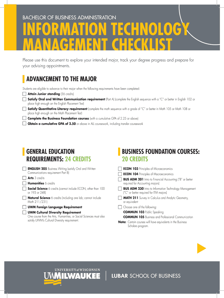  Information Technology Management Checklist UW Milwaukee 2019-2024