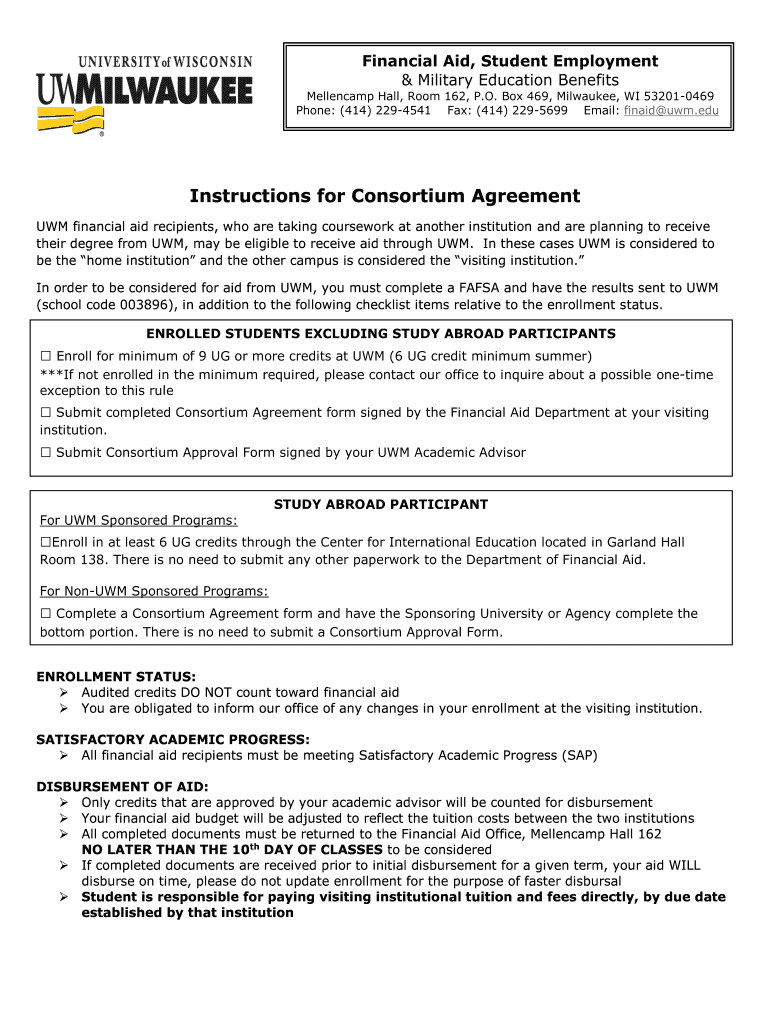  Consortium Agreement Form UWM Edu 2020-2024