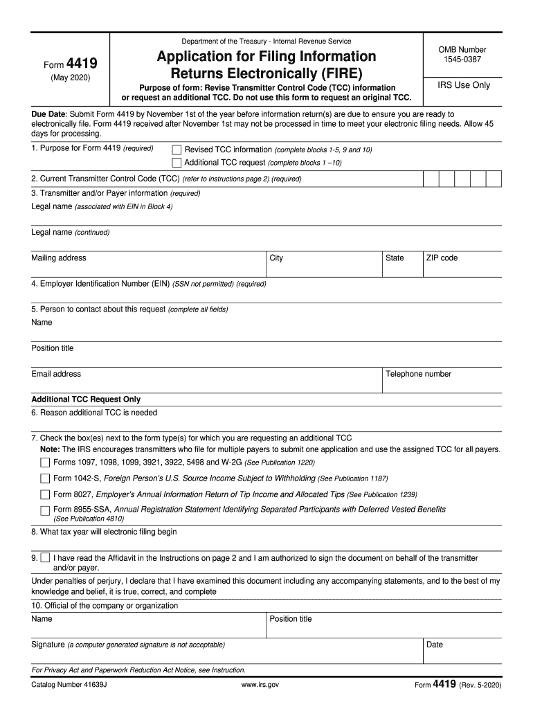  About Form 4419, Application for Filing Information Returns 2020-2024