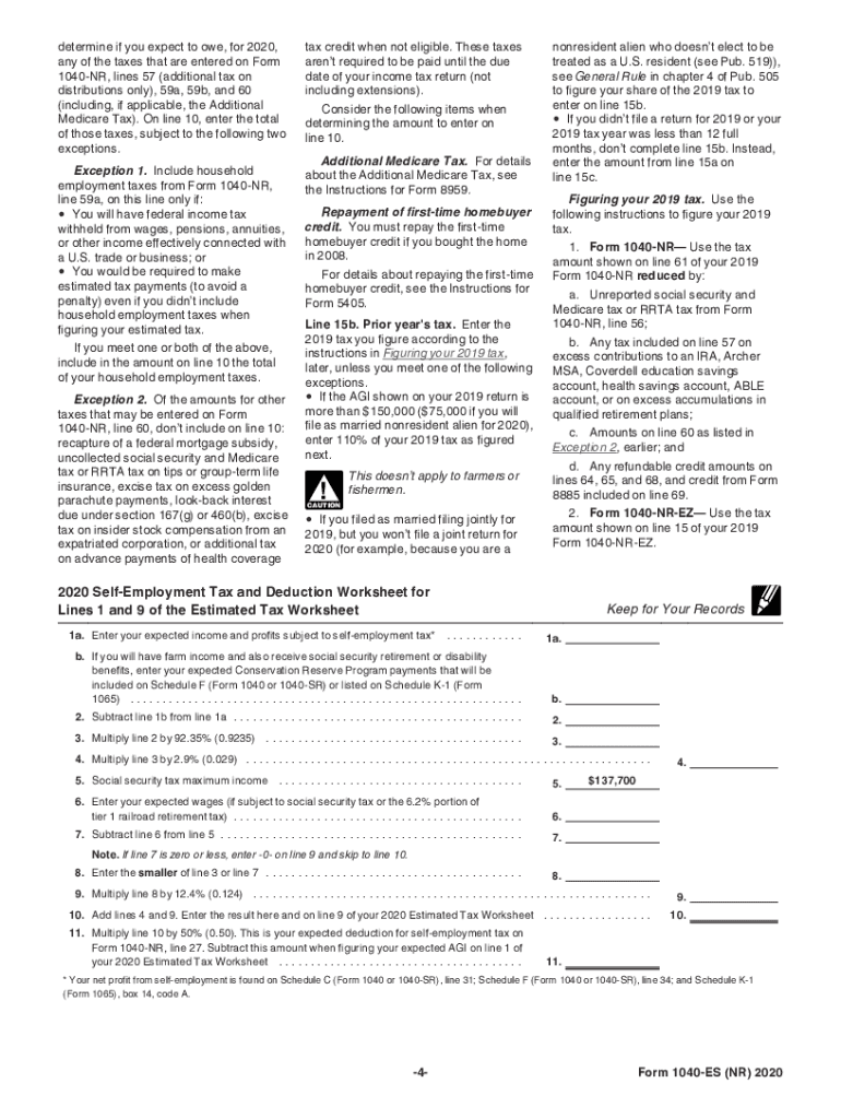  About Form 1040 ES, Estimated Tax for IndividualsInternal 2020