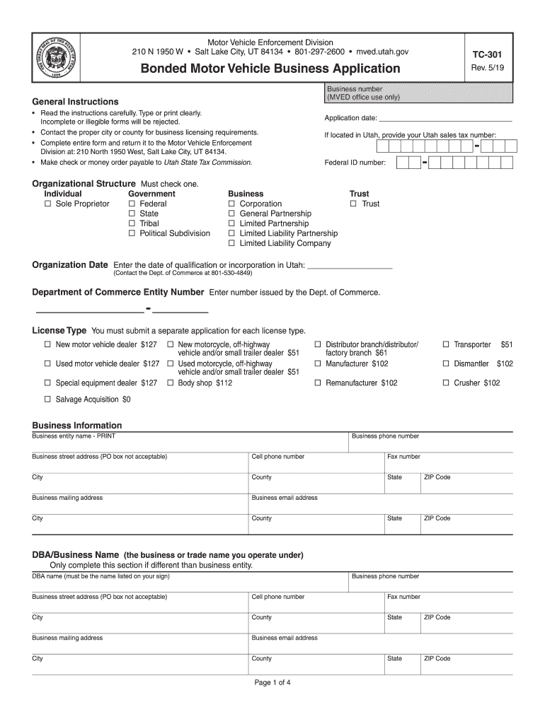  Bonded Motor Vehicle Business Application 2019-2024