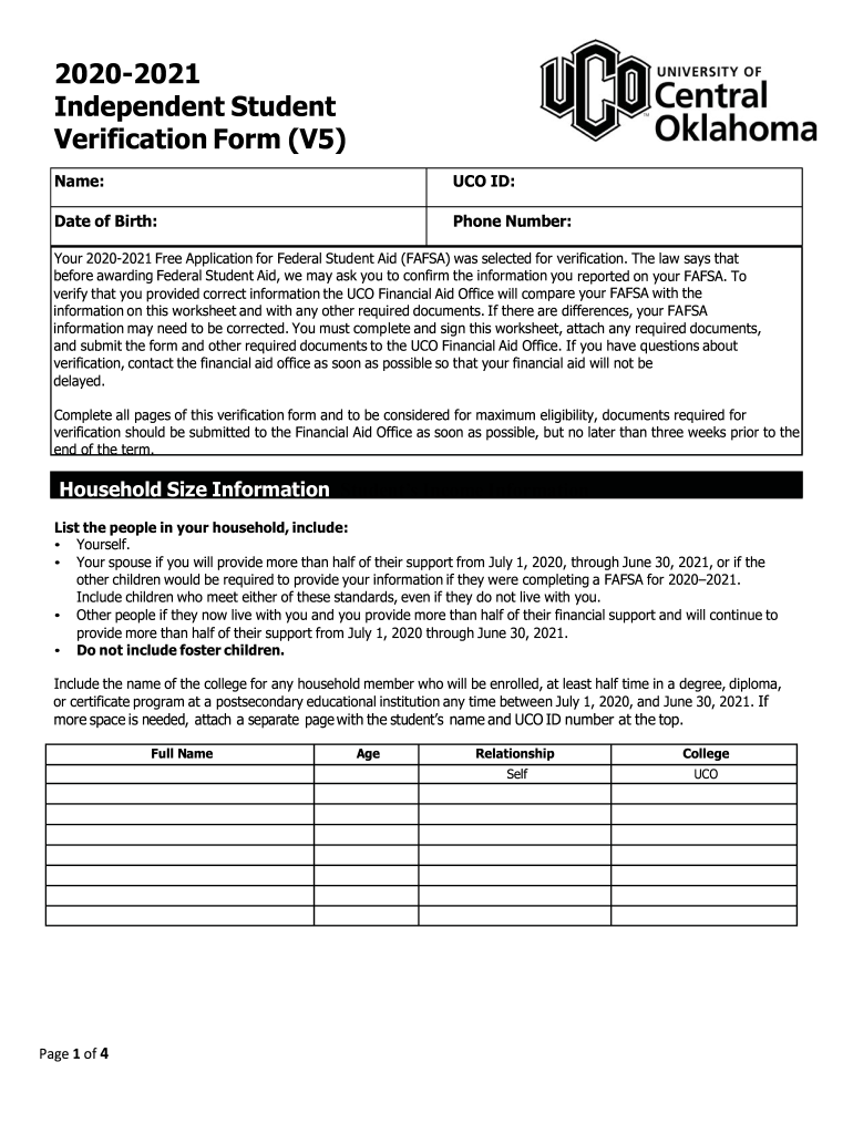  Independent Student Verification Worksheet V4 2020-2024