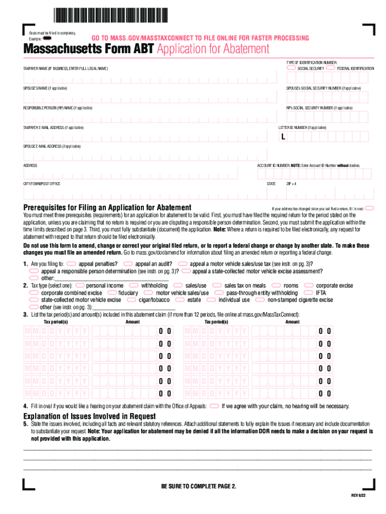  MA DoR ABT Form 2022-2024