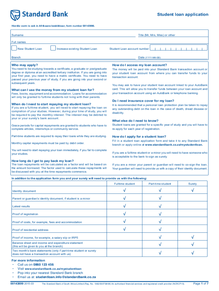 Student Loan Application Heard Form is Took in Afr