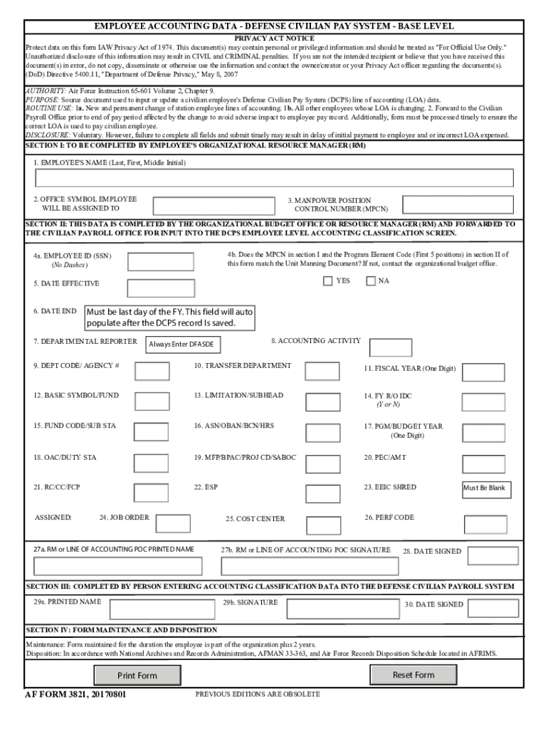 EMPLOYEE ACCOUNTING DATA DEFENSE CIVILIAN PAY SYST  Form