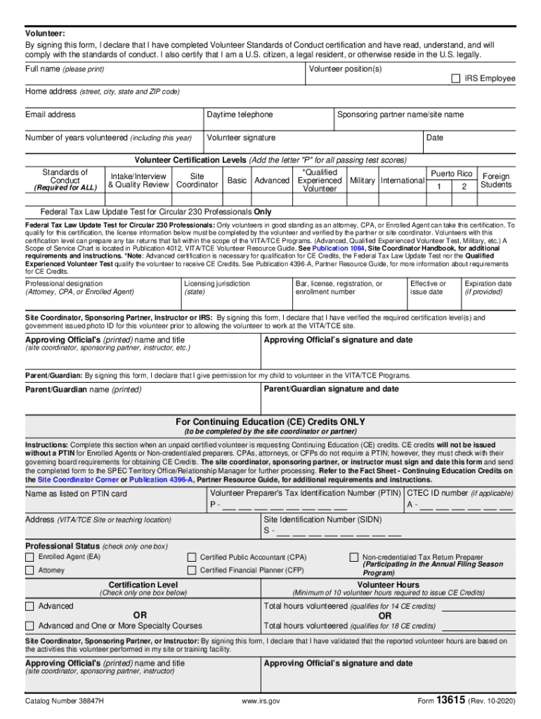  Form 13615 Internal Revenue Service 2020