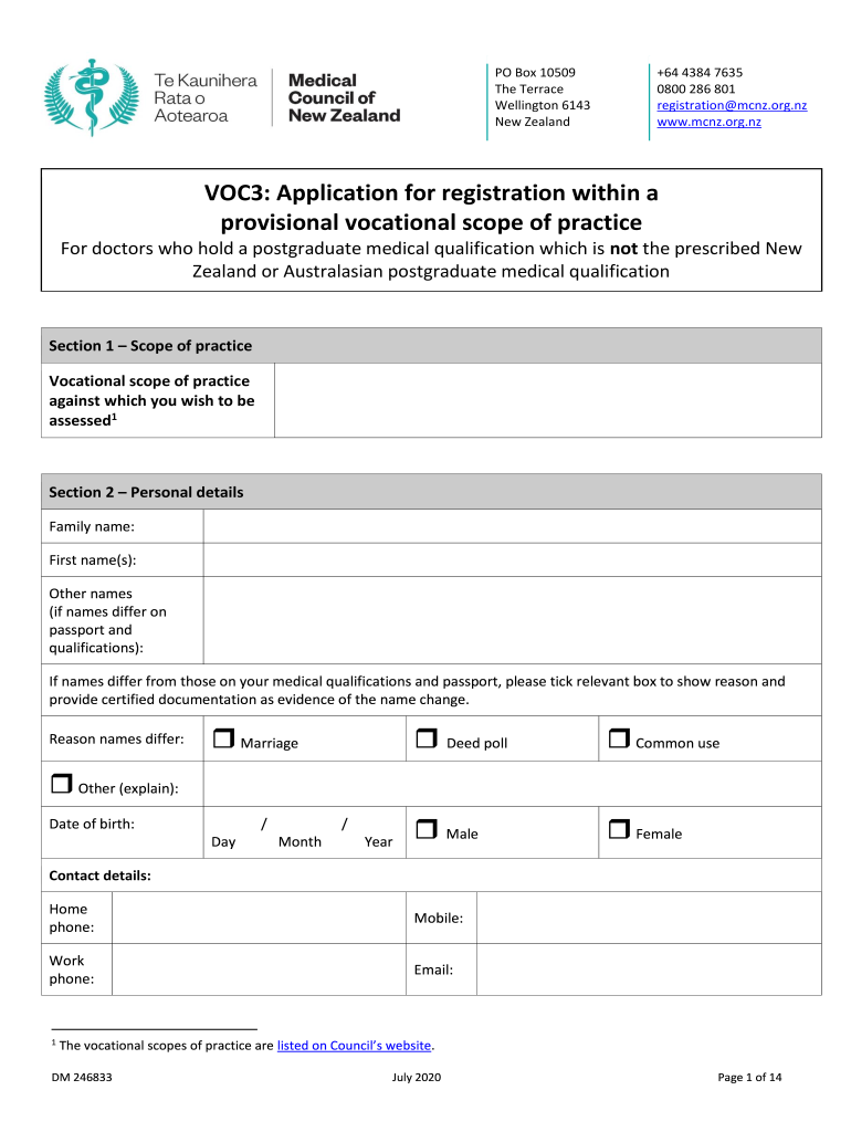  VOC3 REV Request for Re Evaluation of Application for 2020-2024