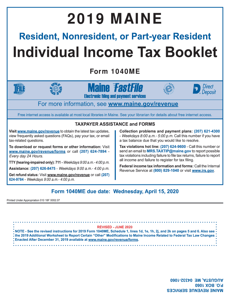  Maine Revenue Services Forms Individual Maine Gov 2019