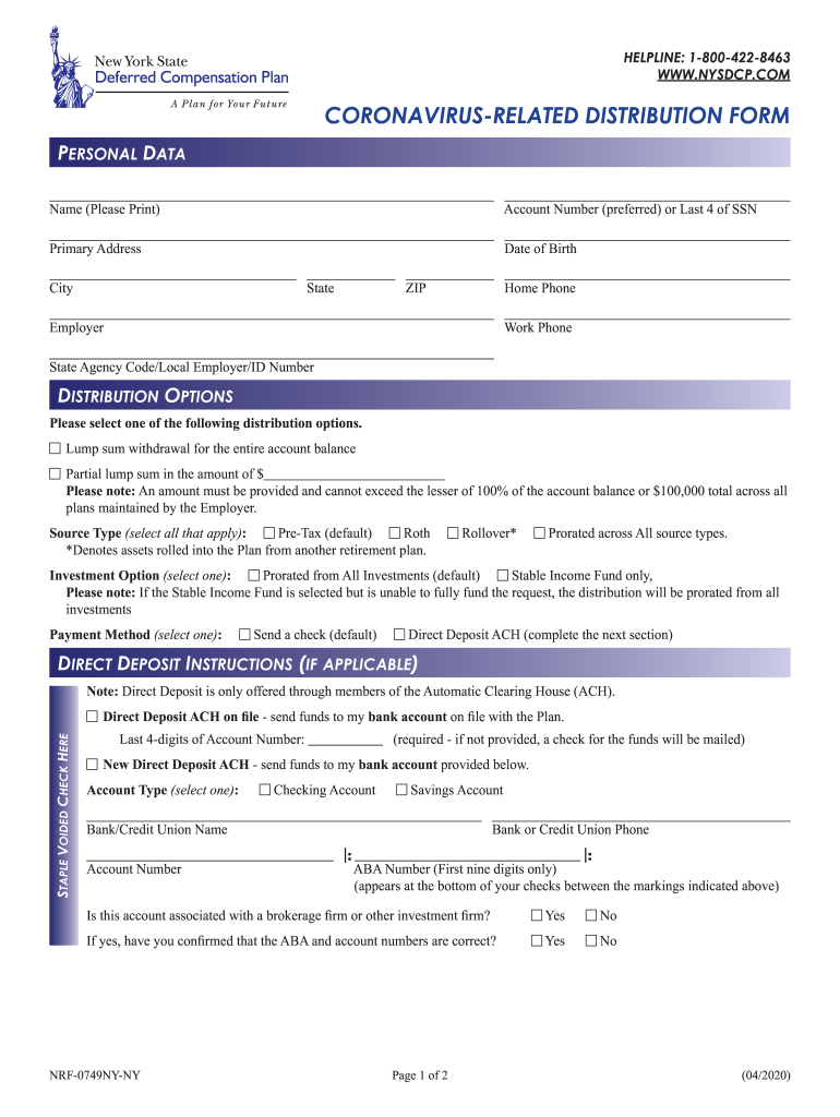 CARES Act Self Certification and COVID Distribution Form