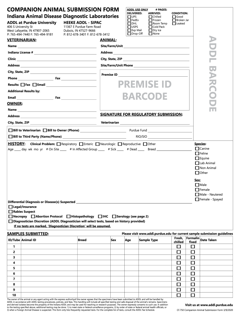  Companion Animal Submission Form PDF Purdue University 2020-2024