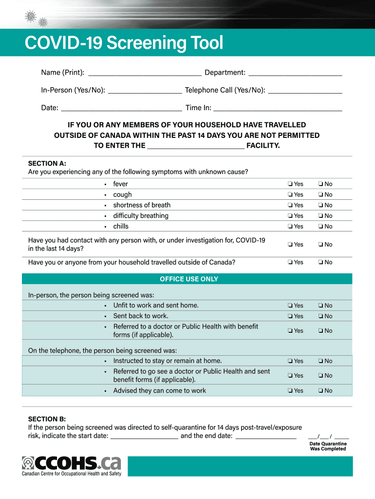 Canada Screening Tool  Form