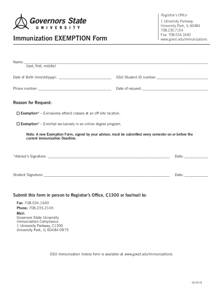  Immunization EXEMPTION Form Www Govst Eduimmunizations 2018-2024