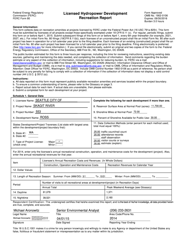 Ferc Form 80