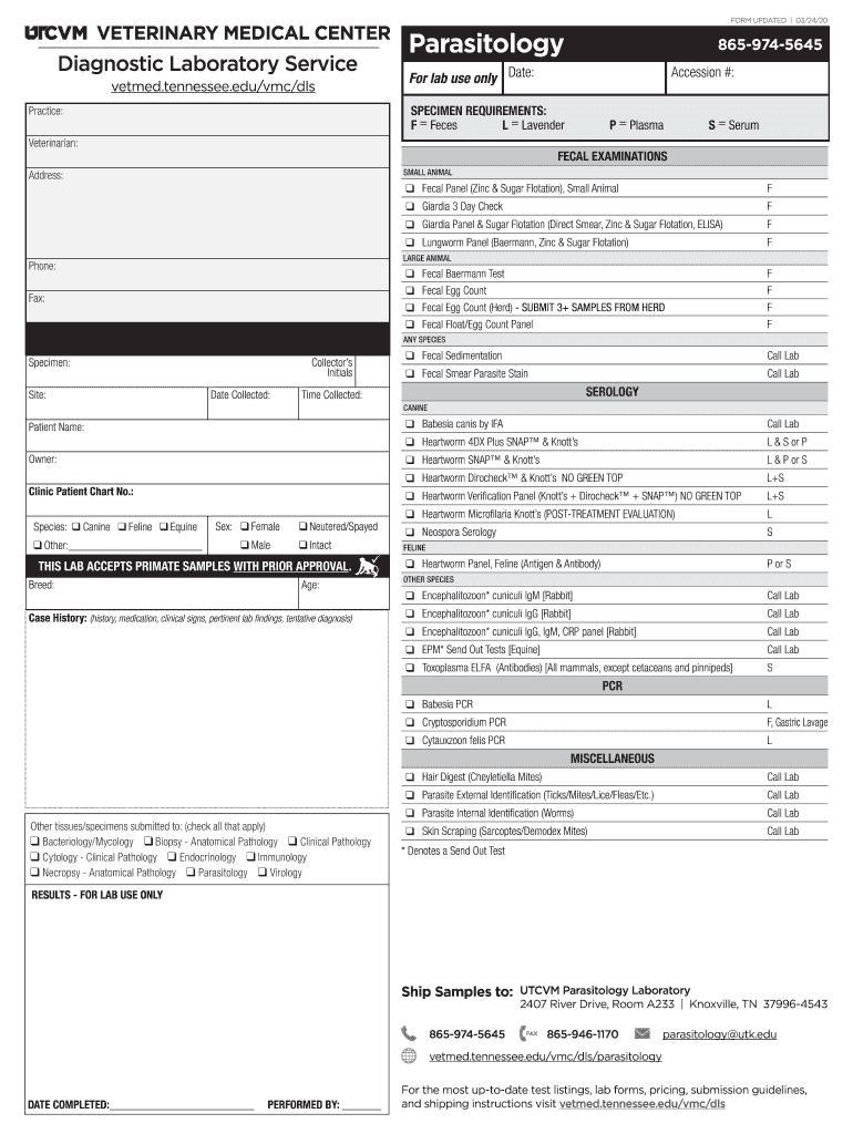  SPECIMEN REQUIREMENTS 2020-2024