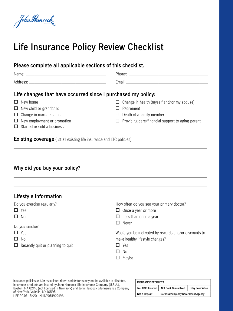  Life Insurance Policy Review Template 2020-2024