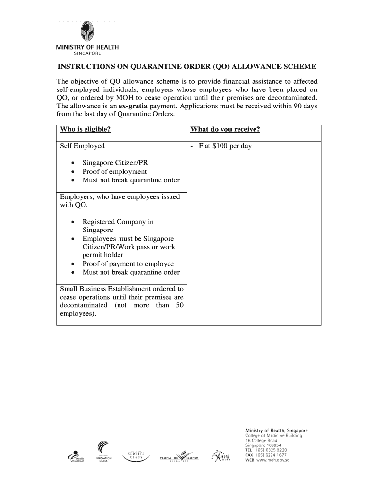 Apply for Quarantine Order Allowance  Form