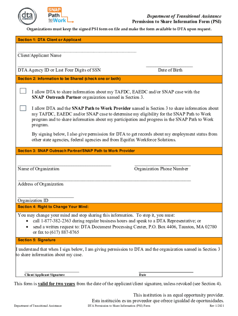  MA DTA Permission to Share Information Form 2021-2024