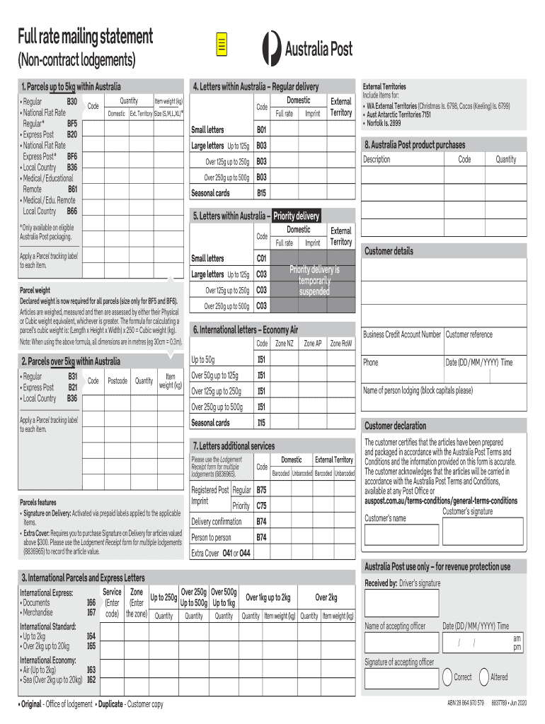  Full Rate Mailing Statement Fill Online, Printable, Fillable 2020