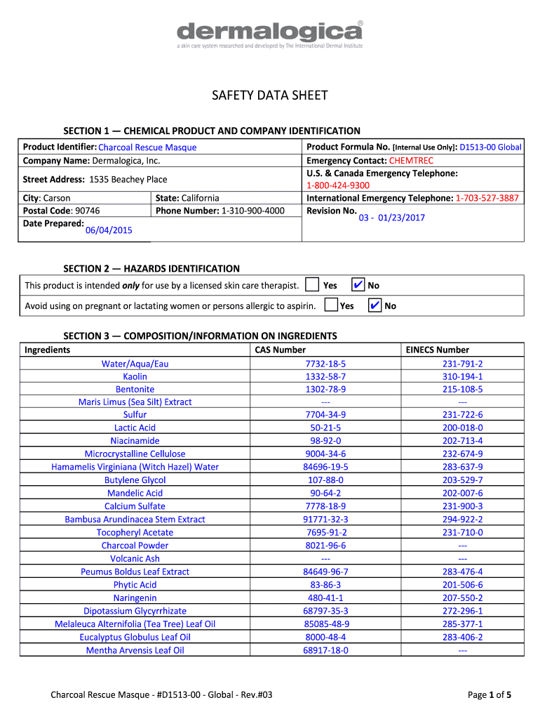 Dermalogica Sds Sheets  Form