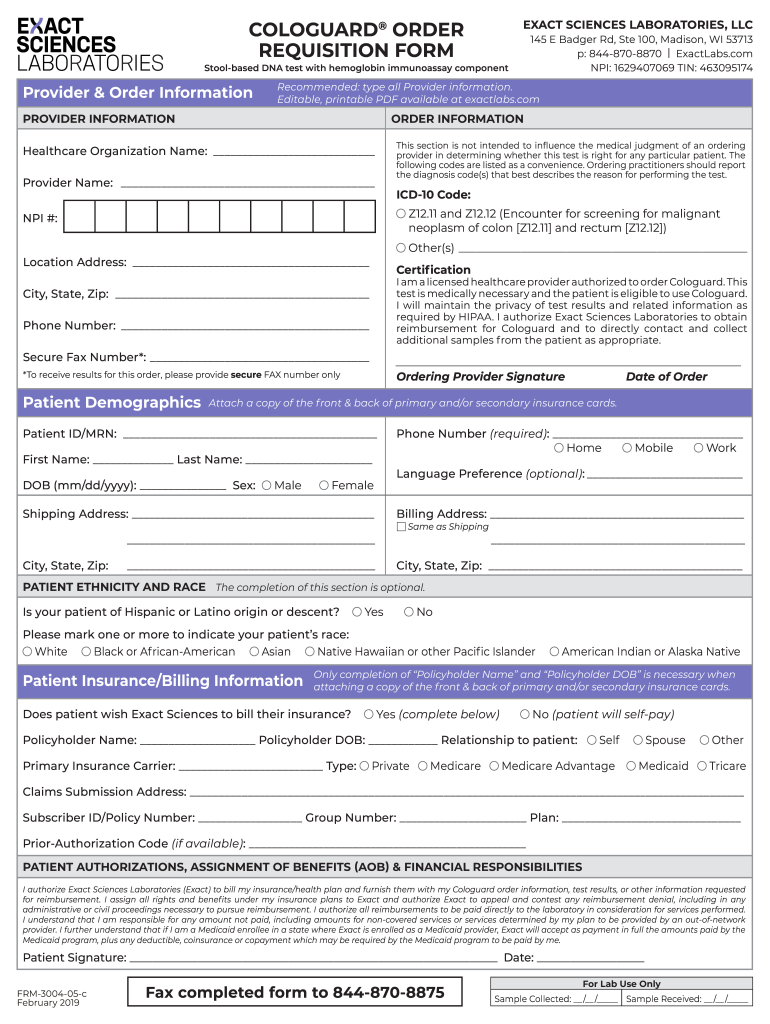  Stool Based DNA Test with Hemoglobin Immunoassay Component 2019-2024